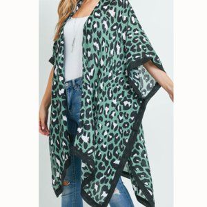 DONATING SOON! Last one! Green Leopard Print Kimono / Swim Cover-Up
